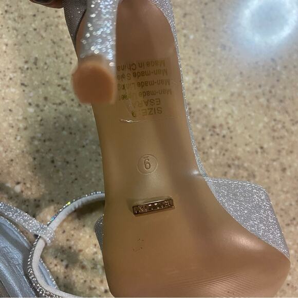 Billini Esara Silver Glitter Rhinestone Ankle Strap Pumps - Picture 5 of 10